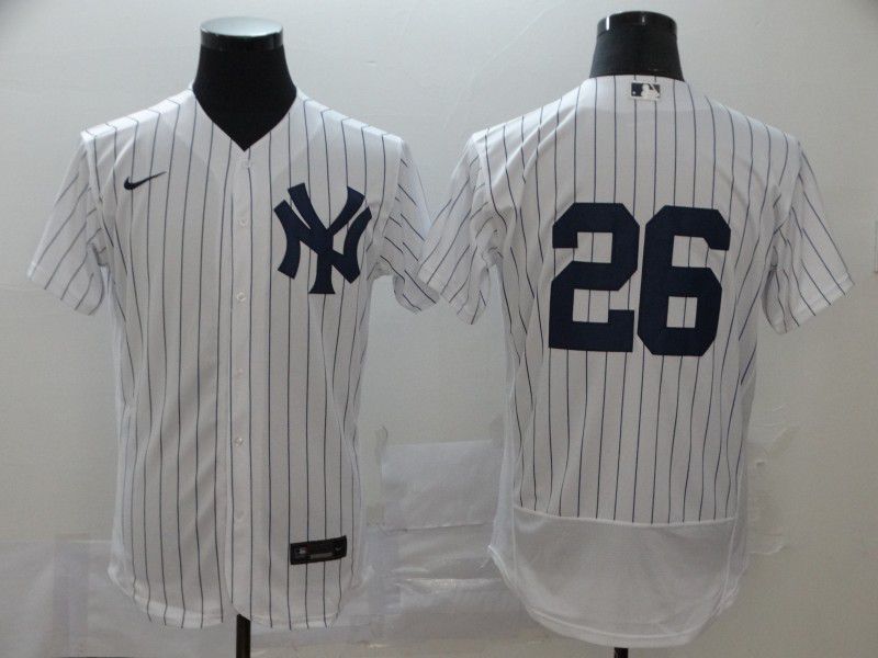 Men New York Yankees #26 Lemahieu White stripes Nike Elite MLB Jerseys